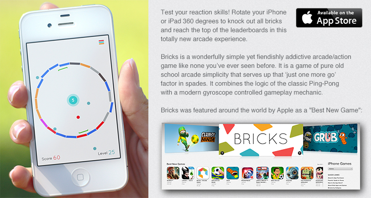 Bricks is a wonderfully simple yet fiendishly addictive arcade/action game like none you’ve ever seen before.